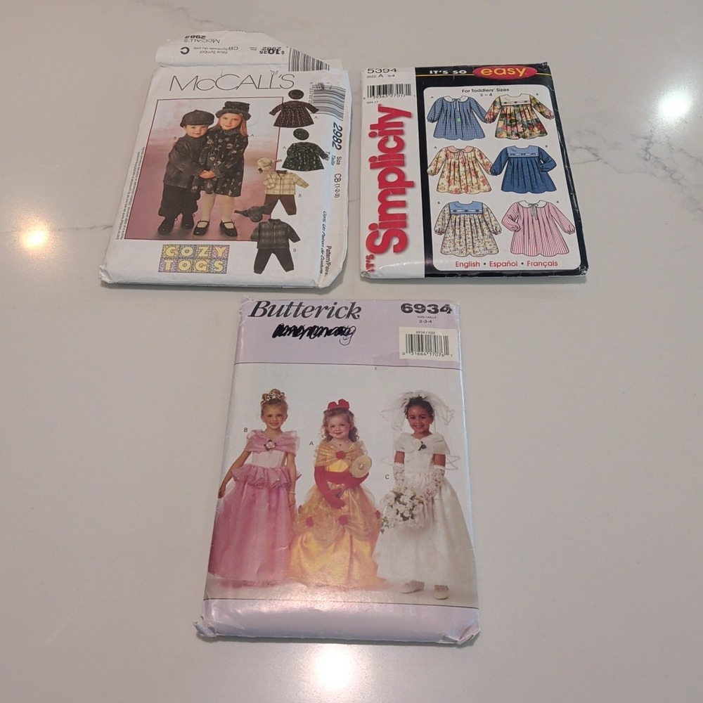 Sewing Pattern Lot (3 Patterns) Simplicity, Butterick and McCall Crafts